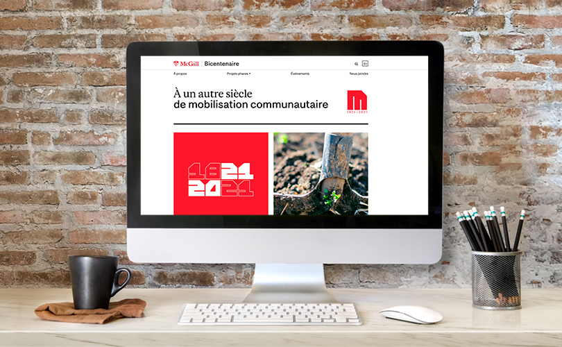 Site web du Bicentenaire de McGill sur un écran