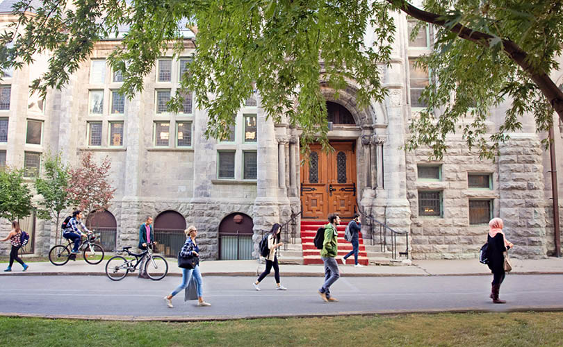 Photo os student walking on campus