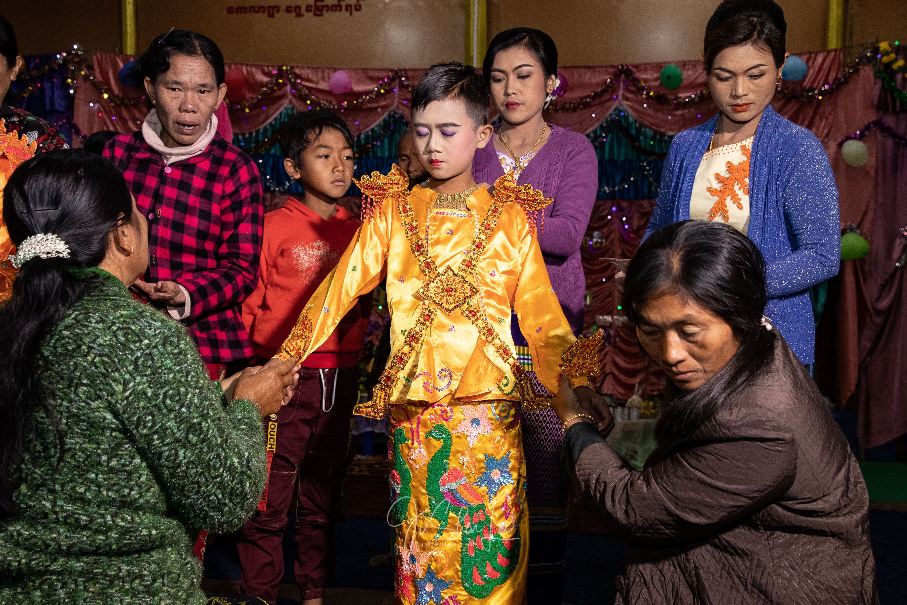 Monk novitiation ceremony in Nyaung Won, Myanmar