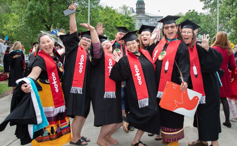 McGill graduates with scarves.