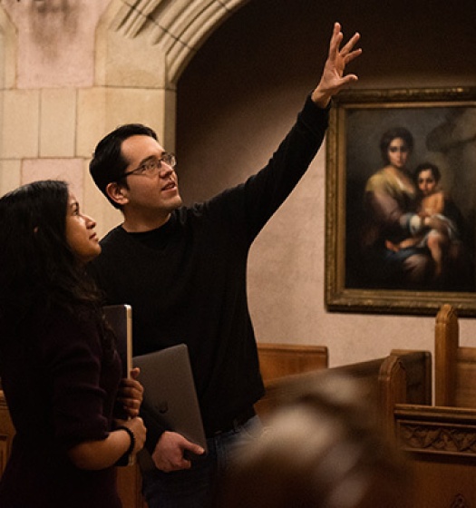 Two people in a church