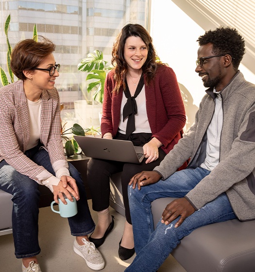 A group of people sitting on a couch
